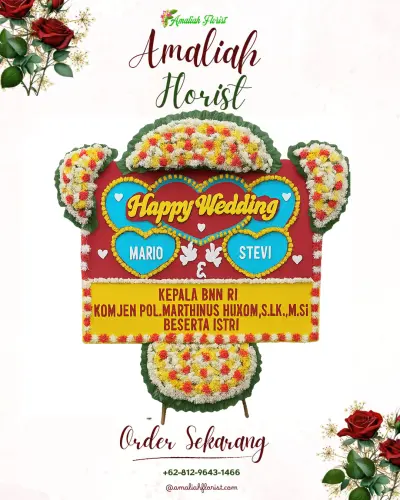 Karangan Papan Bunga Pernikahan di Baha